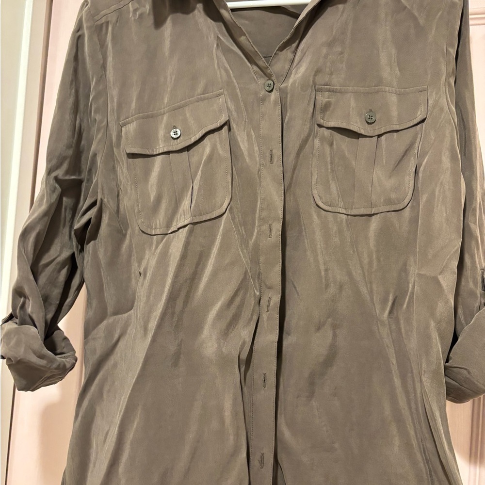 Chico's Taupe Button Down Shirt